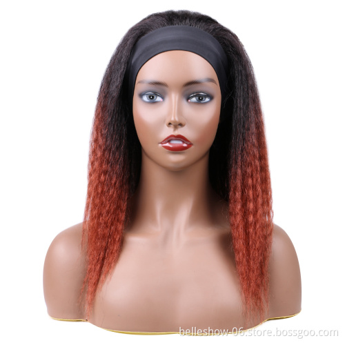Hot sell Ombre Synthetic Wig For Women Medium Part Women Black Natural Female Headband Wigs Ice ribbon wig